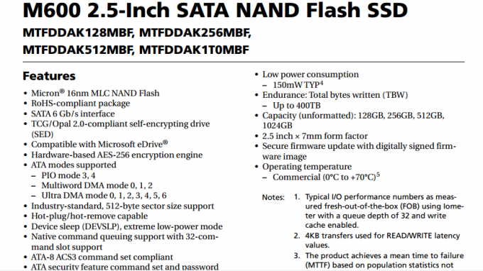 Chip de memoria del SSD de MTFDDAK512MBF-1AN1Z, 512gb almacenamiento de estado sólido del microprocesador del flash de la impulsión NAND